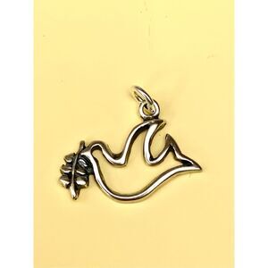 .925 Dove Peace Sterling Silver Jewelry Charm #olive branch